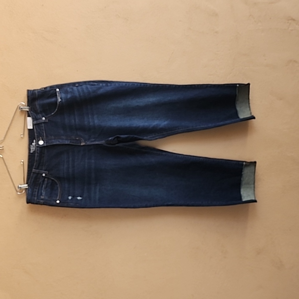 TIME AND TRU High Waisted Crop Jeans Plus Size 20 Dark Wash Stretch Denim - Picture 10 of 11